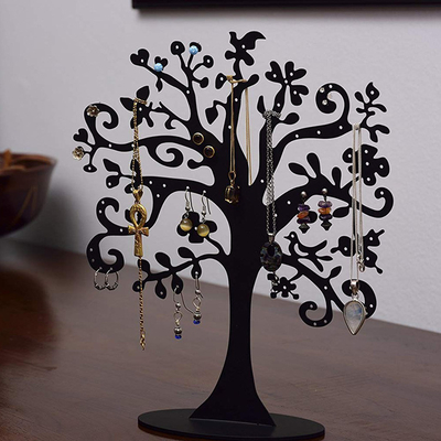 نمایشگر جواهر آکریلیک شفاف نمایش سفارشی سیاه اکریلیک درخت برای Jewely