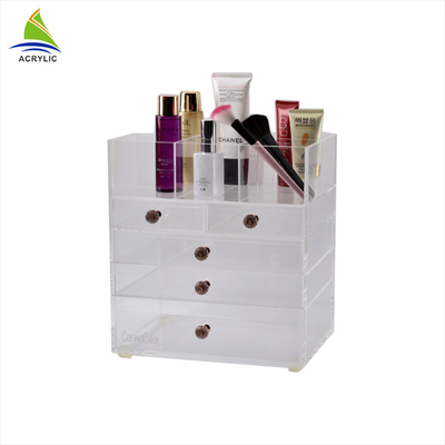 اکریلیک سفید لوازم آرایشی و بهداشتی نمایش موارد اکریلیک کشویی آرایش ساز Flatness