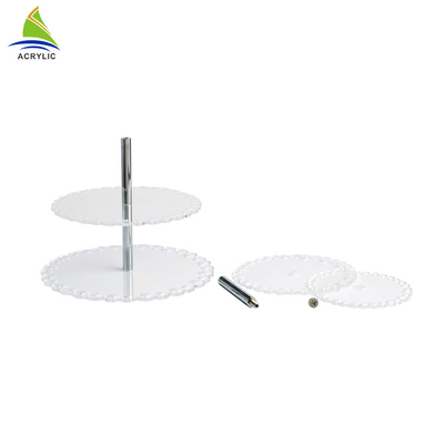 صفحه نمایش دسر آکریلیک دندانه دار برای ذخیره سازی 4 دایره کریستال کیک