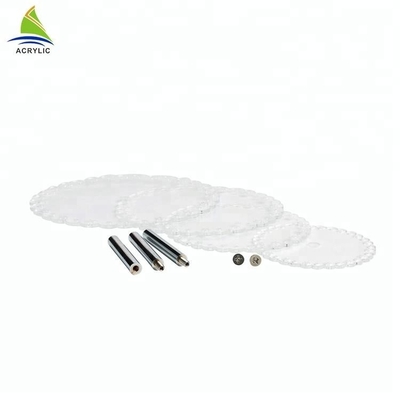 صفحه نمایش دسر آکریلیک دندانه دار برای ذخیره سازی 4 دایره کریستال کیک