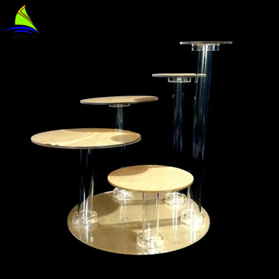 خرده فروشی کیک اکریلیک ماندگار نمایش برج دایره قرمز کیک کوچک