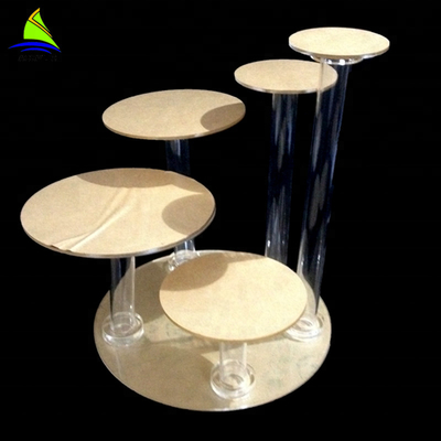خرده فروشی کیک اکریلیک ماندگار نمایش برج دایره قرمز کیک کوچک