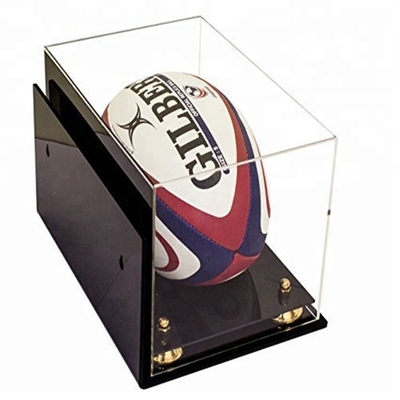 جعبه نمایش آکریلیک بازرگانی Sports Rugby Box Display Box سطح صاف با پایه