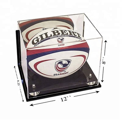 جعبه نمایش آکریلیک بازرگانی Sports Rugby Box Display Box سطح صاف با پایه