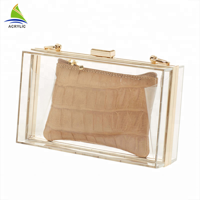 حرفه ای مرسوم، مد روز پاک کردن سفارشی اکریلیک کیسه کلاچ 18 × 4.5 × 11 Cm صدور گواهینامه CE