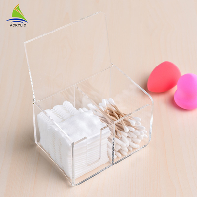 صندوق نگهدارنده پد پنبه اکریلیک خانگی / جعبه ذخیره سازی سواب پنبه ای پلاستیکی