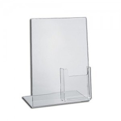Akrylic Slant Back Insert Countertop Sign Holder 8.5 X 11 اینچ با جیب بروشور