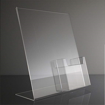 Akrylic Slant Back Insert Countertop Sign Holder 8.5 X 11 اینچ با جیب بروشور