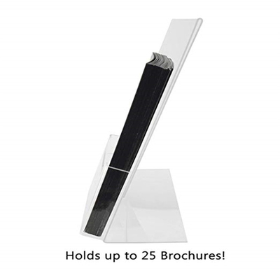 Akrylic Slant Back Insert Countertop Sign Holder 8.5 X 11 اینچ با جیب بروشور
