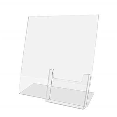 Akrylic Slant Back Insert Countertop Sign Holder 8.5 X 11 اینچ با جیب بروشور