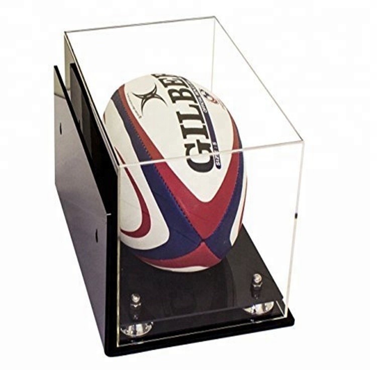 جعبه نمایش آکریلیک بازرگانی Sports Rugby Box Display Box سطح صاف با پایه