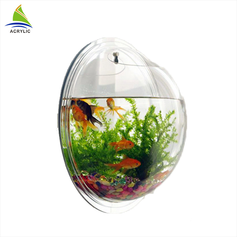 فروشگاه آکریلیک مدرن نمایش سفارشی دیواری مخلوط Clear Round آکریلیک تانک ماهی