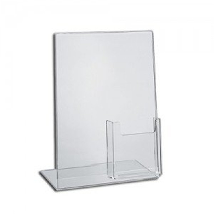 Akrylic Slant Back Insert Countertop Sign Holder 8.5 X 11 اینچ با جیب بروشور